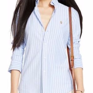 Ralph Lauren Custom Fit Blue and White Stripe Top